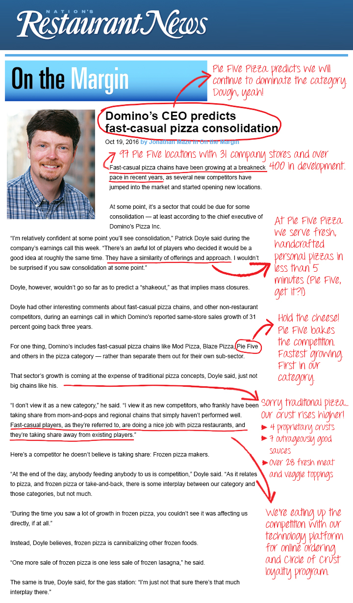 Dominos CEO talks Pie Five. Here’s why... - Pie Five Pizza